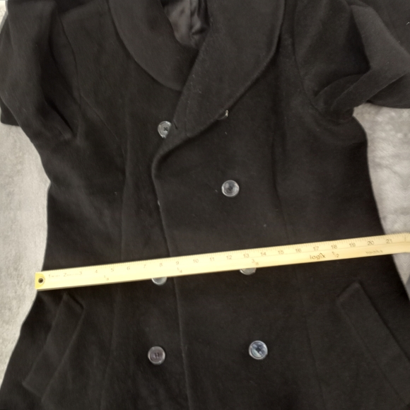 Ralph Lauren Women's Vintage Elegant Black Double-Breasted Long Coat Size 12 - Picture 15 of 15